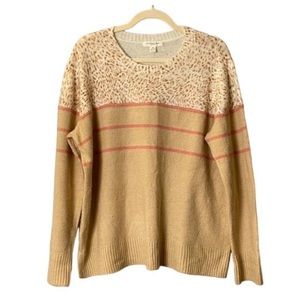 Beach Lunch Lounge Animal Print Stripe Crew Neck Sweater Brown Size XL 16-18